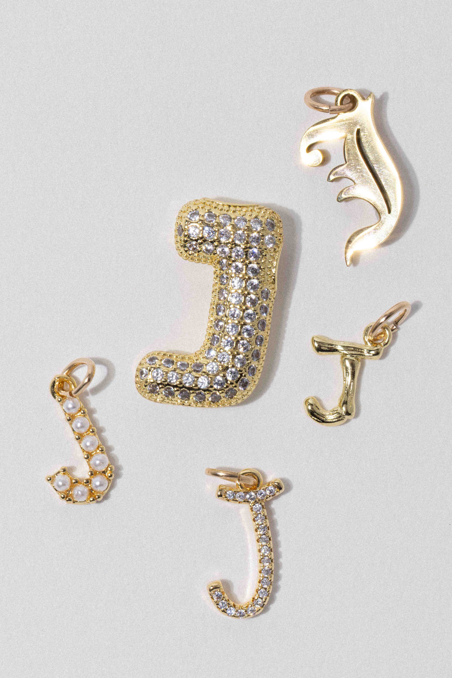 Child of Wild J Letter Charm - Cursive Pavè