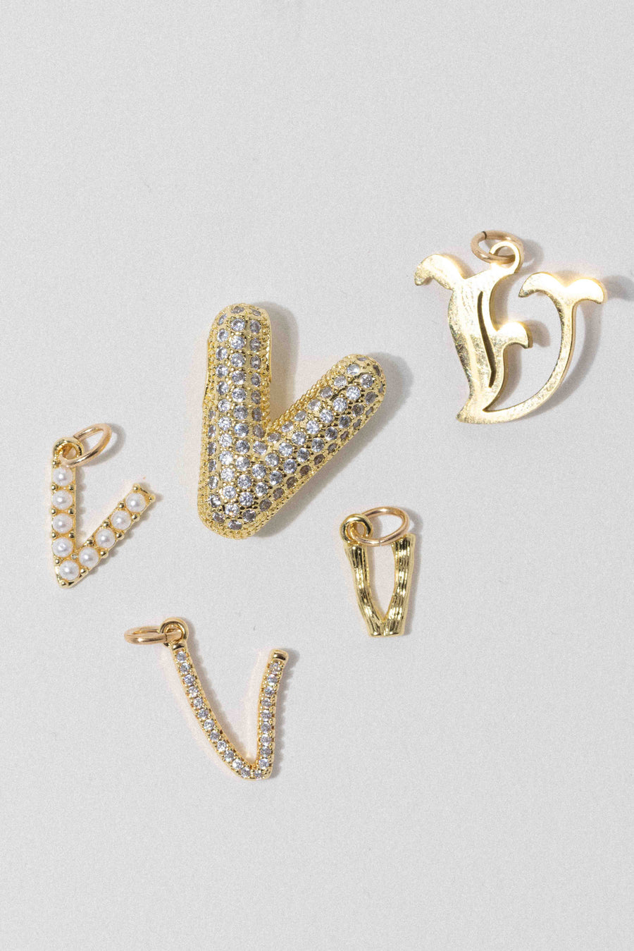 Child of Wild V Letter Charm - Old English