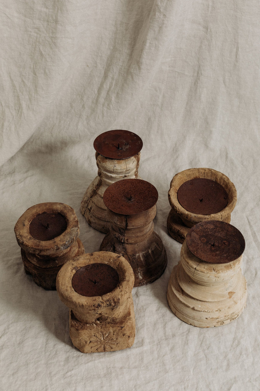 RJ's Imports Objects Light Brown / FINAL SALE Copy of Vintage Wooden Candle Holders