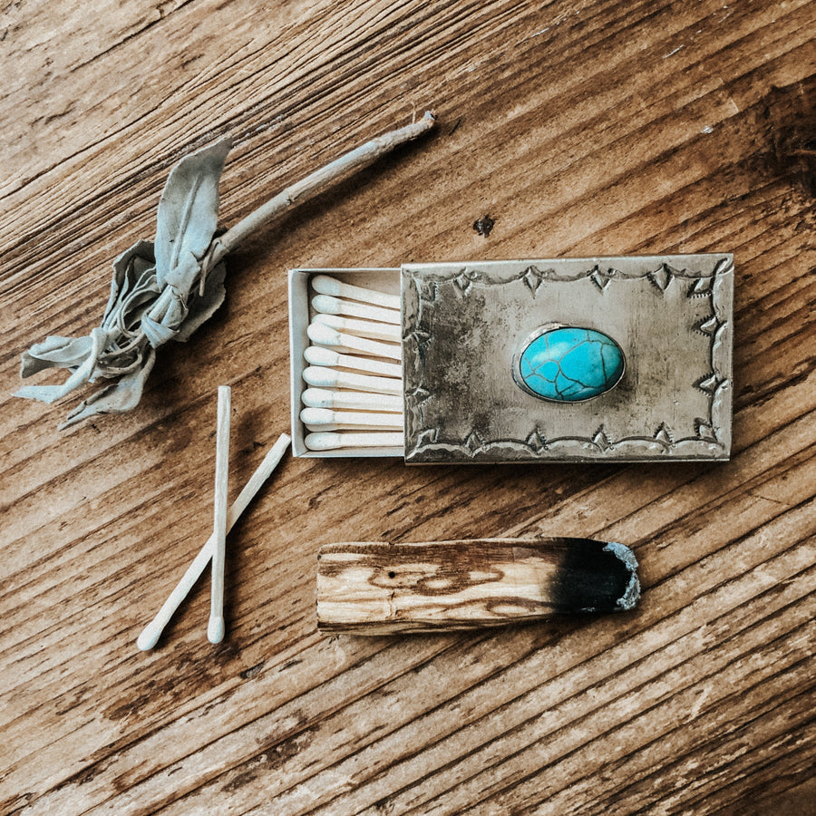J. Alexander Objects Silver / FINAL SALE Light My Fire Matchbox- Turquoise