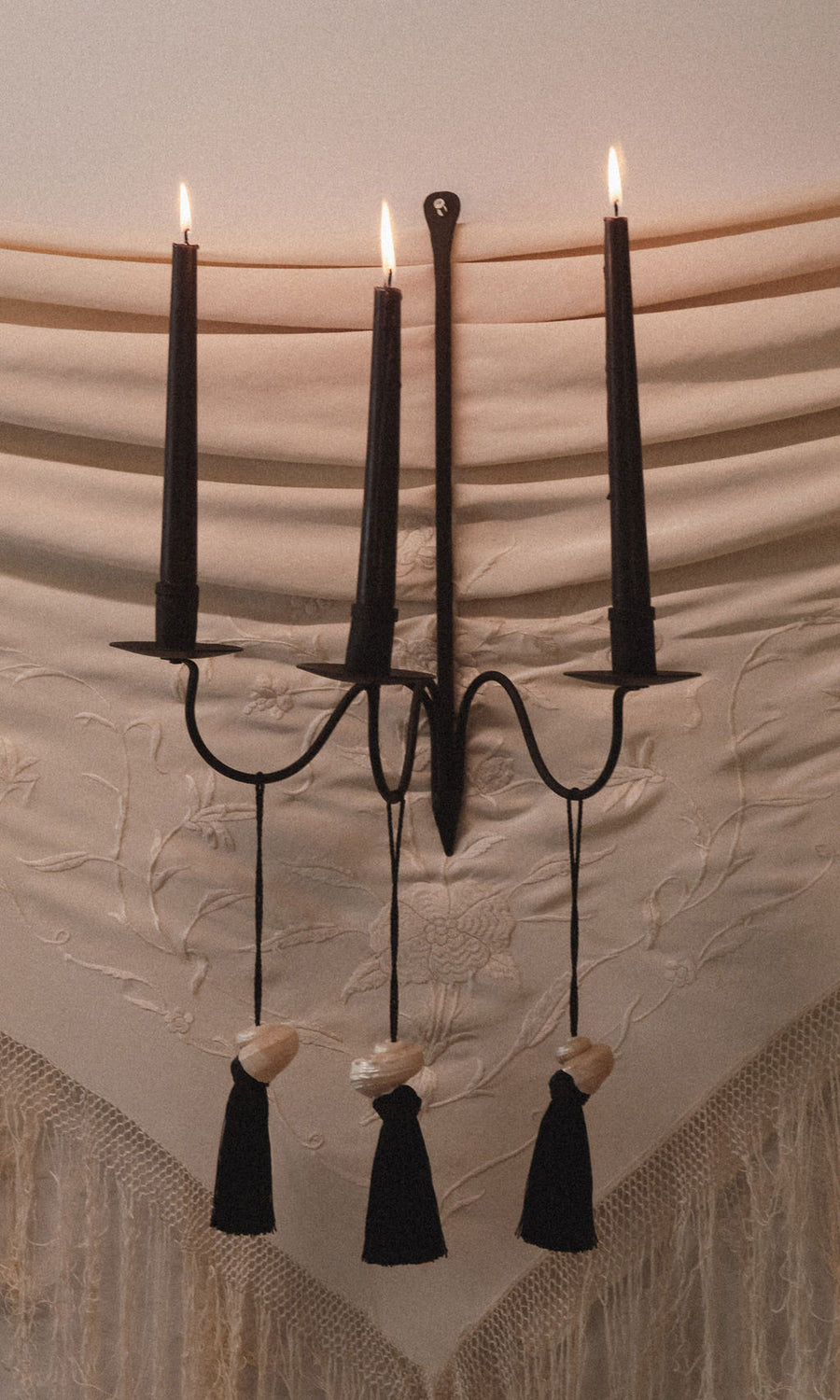 Madison Bay Co. - Distinctive Historical Home Décor & Gifts Objects Black / FINAL SALE / Wrought Iron + Shell Tassels Medieval Tide Tassel Sconce