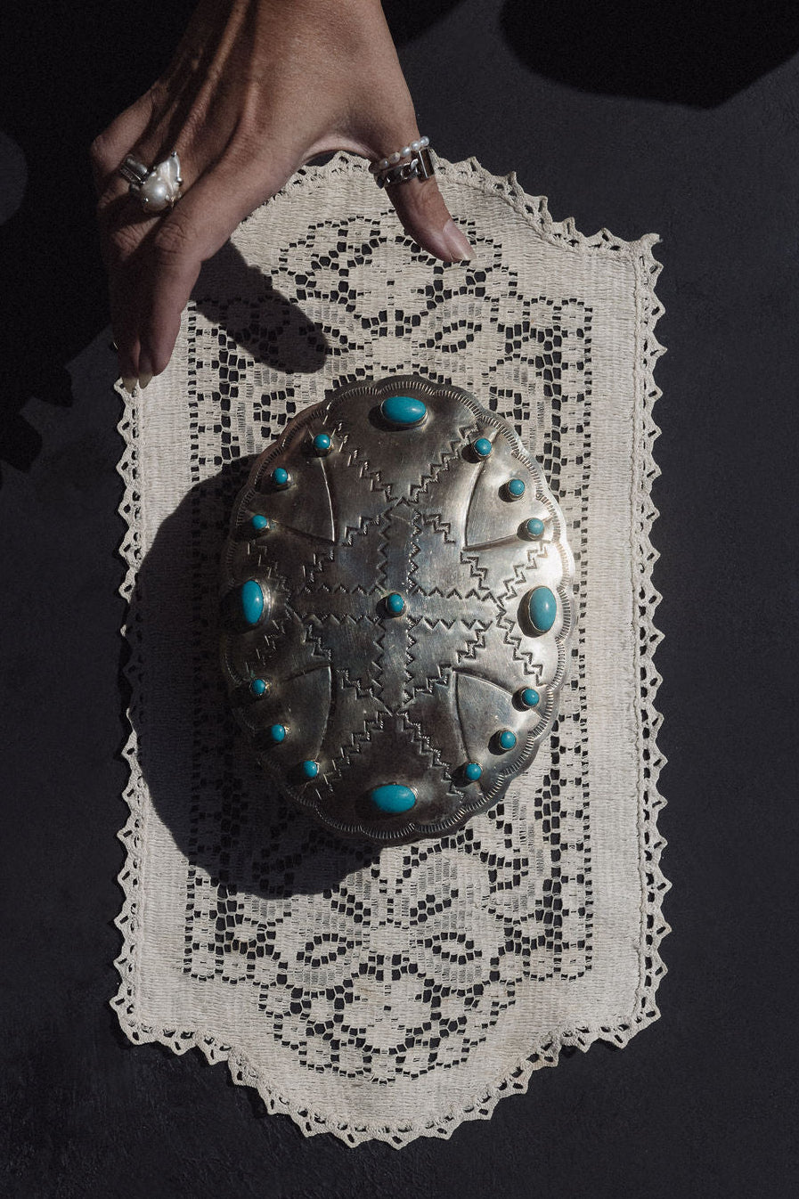 J. Alexander Objects Silver / FINAL SALE Oval Turquoise Keepsake Box