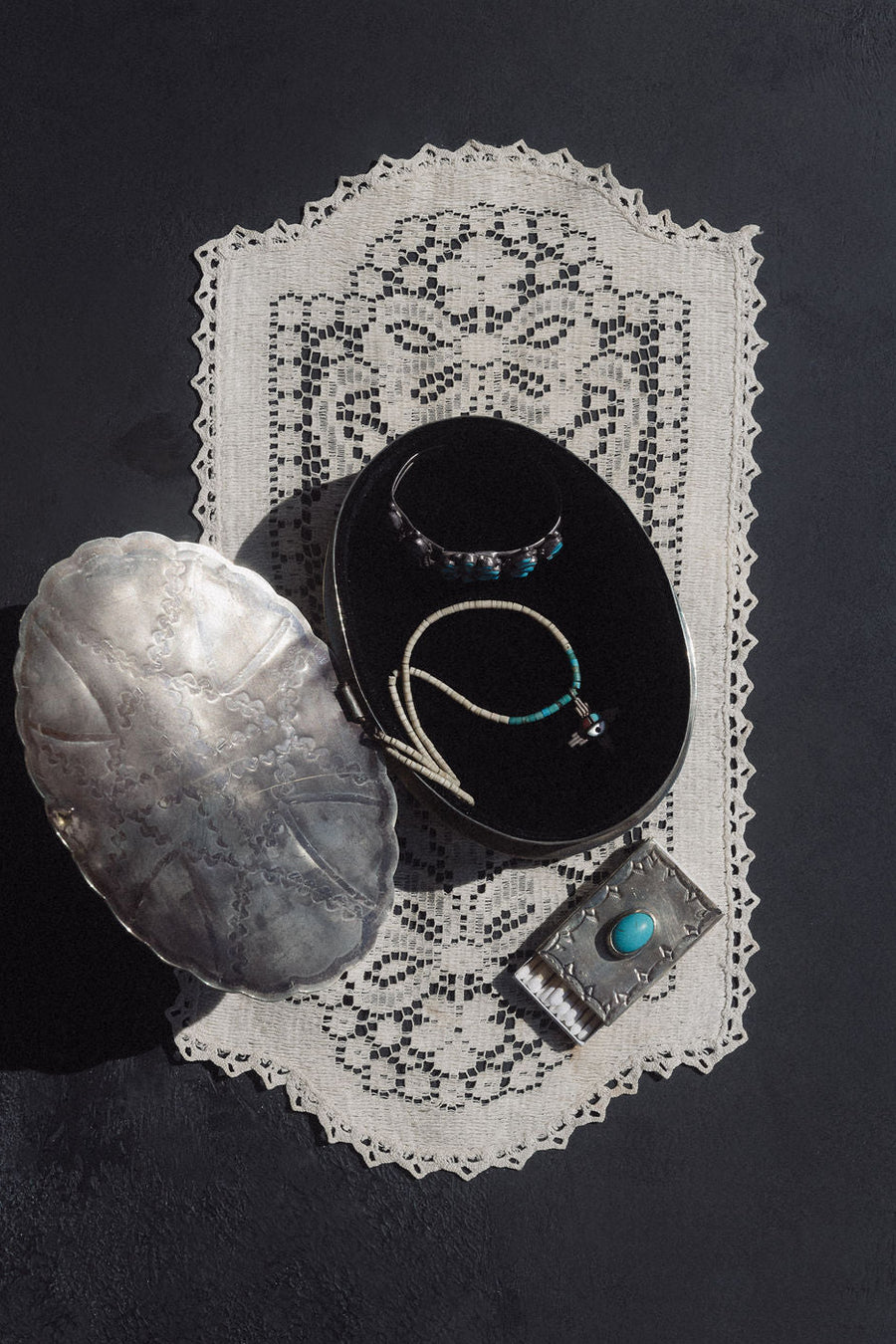 J. Alexander Objects Silver / FINAL SALE Oval Turquoise Keepsake Box