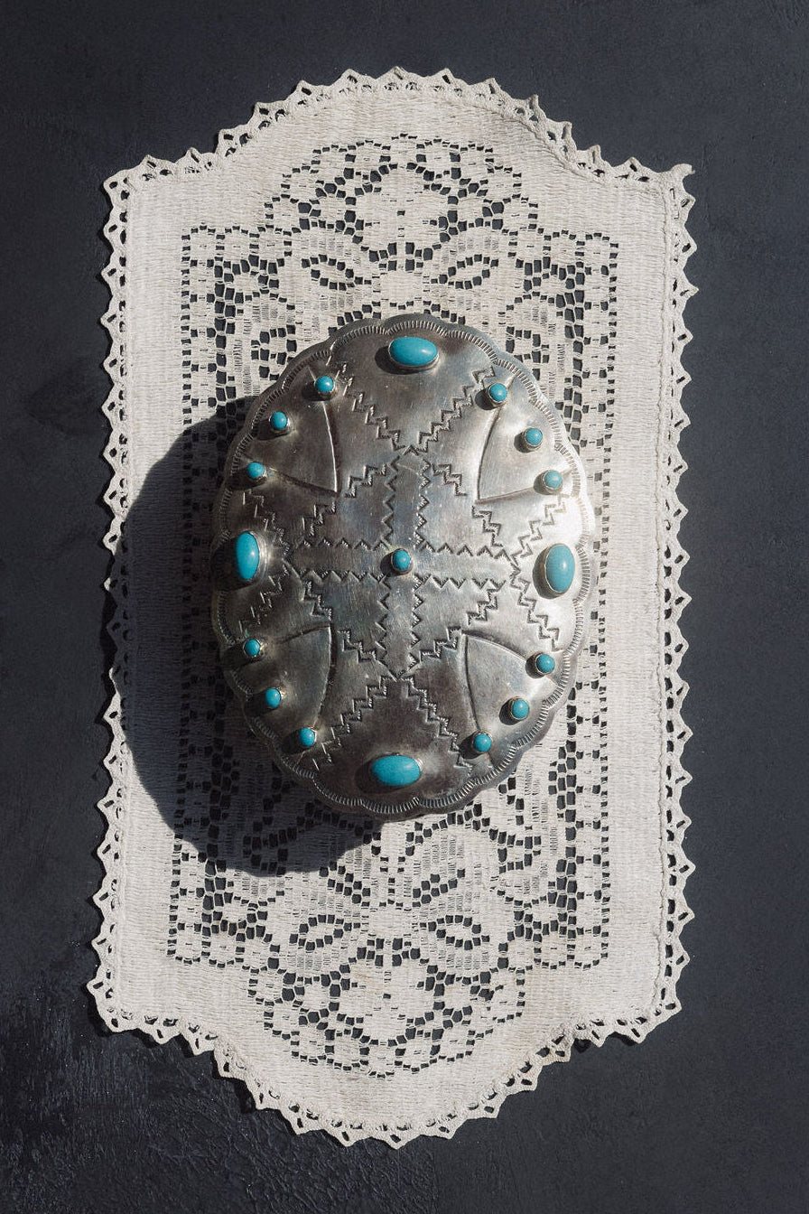 J. Alexander Objects Silver / FINAL SALE Oval Turquoise Keepsake Box