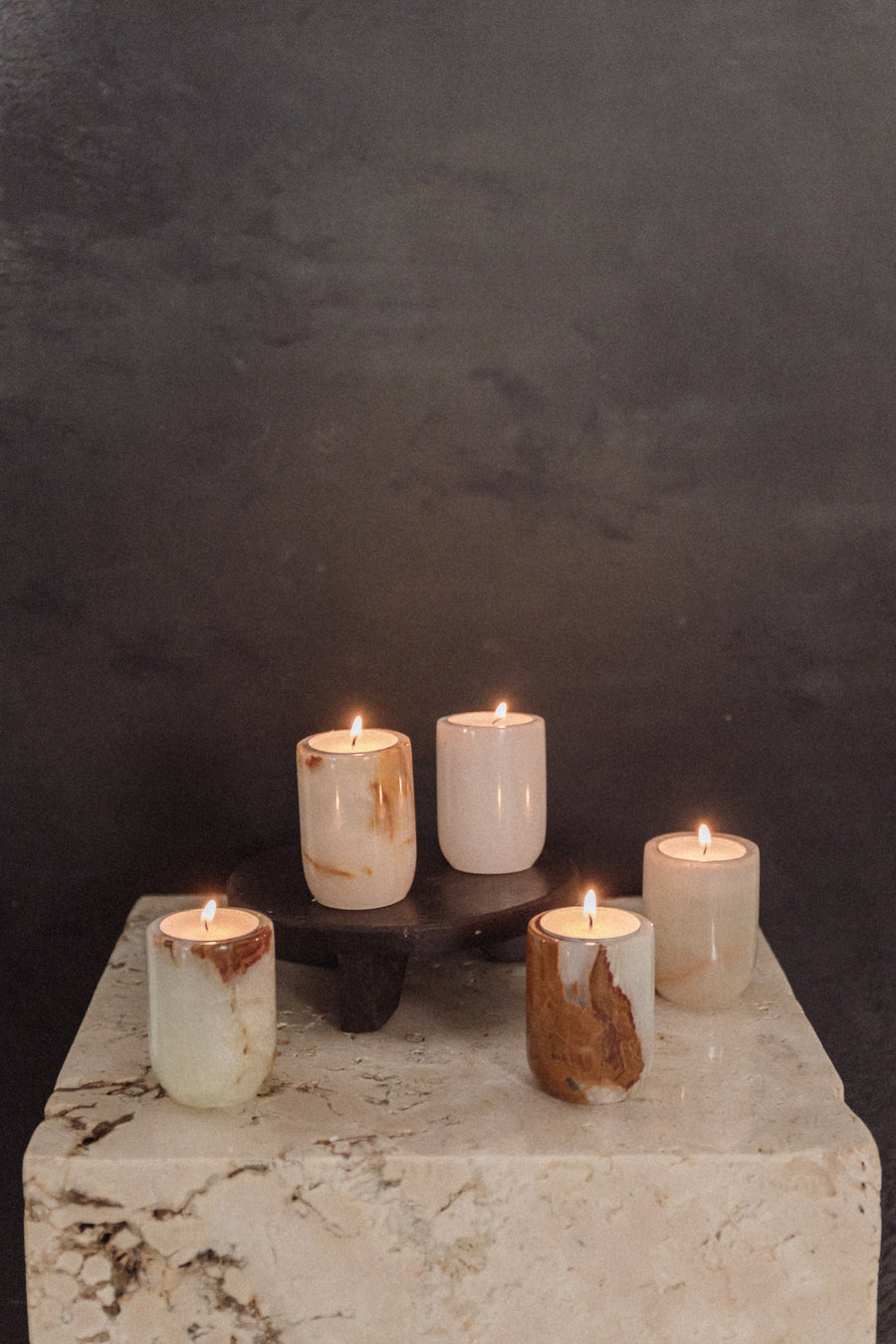 Page Imports Objects White Onyx / FINAL SALE Stone Glow Tea Light Pillar