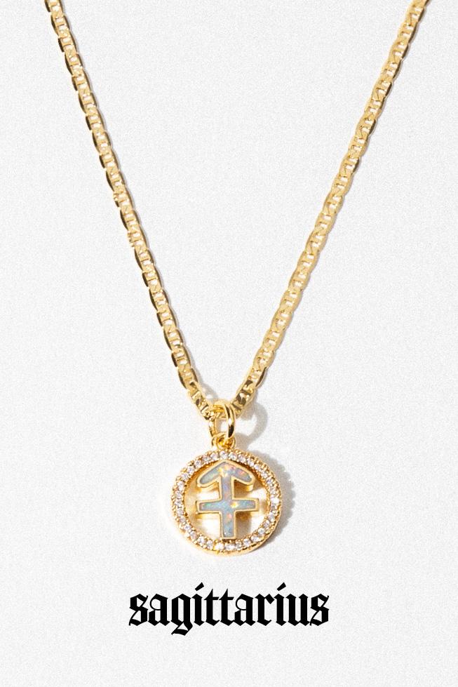 Dona Italia Jewelry Sagittarius / Gold / 18 Inches Cosmic Opal Zodiac Necklace