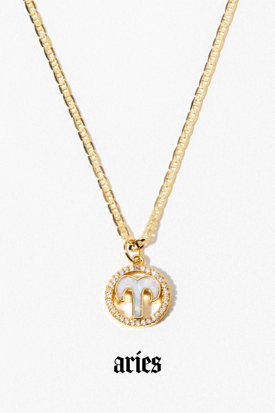 Dona Italia Jewelry Aries / Gold / 18 Inches Cosmic Opal Zodiac Necklace