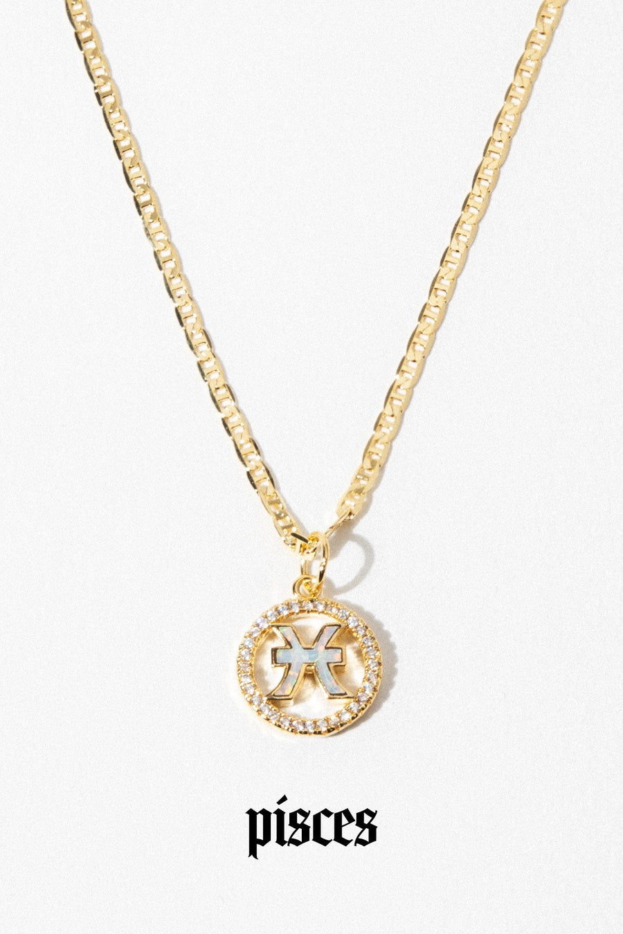 Dona Italia Jewelry Pisces / Gold / 18 Inches Cosmic Opal Zodiac Necklace