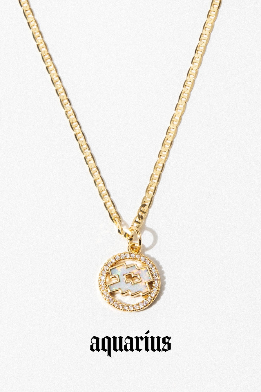 Dona Italia Jewelry Aquarius / Gold / 18 Inches Cosmic Opal Zodiac Necklace