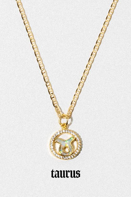 Dona Italia Jewelry Taurus / Gold / 18 Inches Cosmic Opal Zodiac Necklace