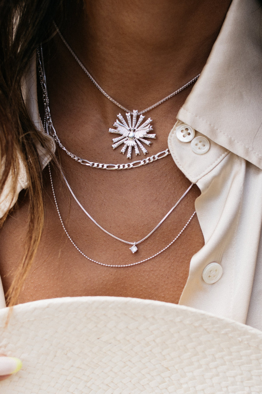 Dona Italia Jewelry 14 Inches / Silver Dove Rays Necklace