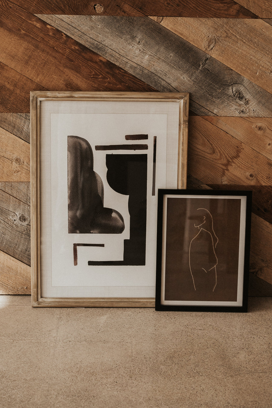Bloomingville Objects Abstract Figure / Brown / FINAL SALE Mele Framed Abstract Wall Art